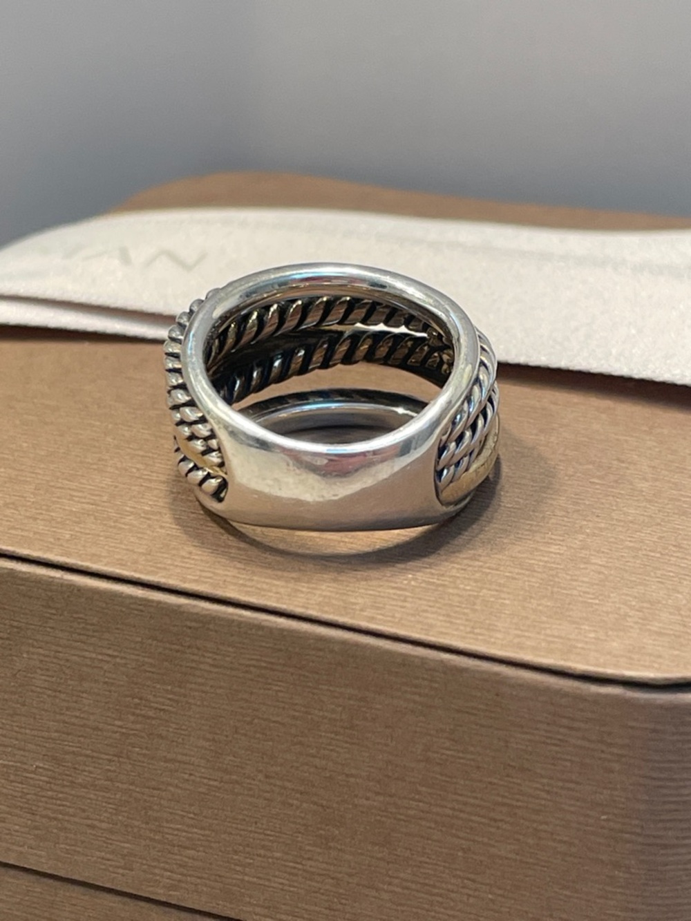 David Yurman CROSSOVER RING
Sterling Silver with 14K Yellow Gold, 14.7mm - Picture 7 of 9